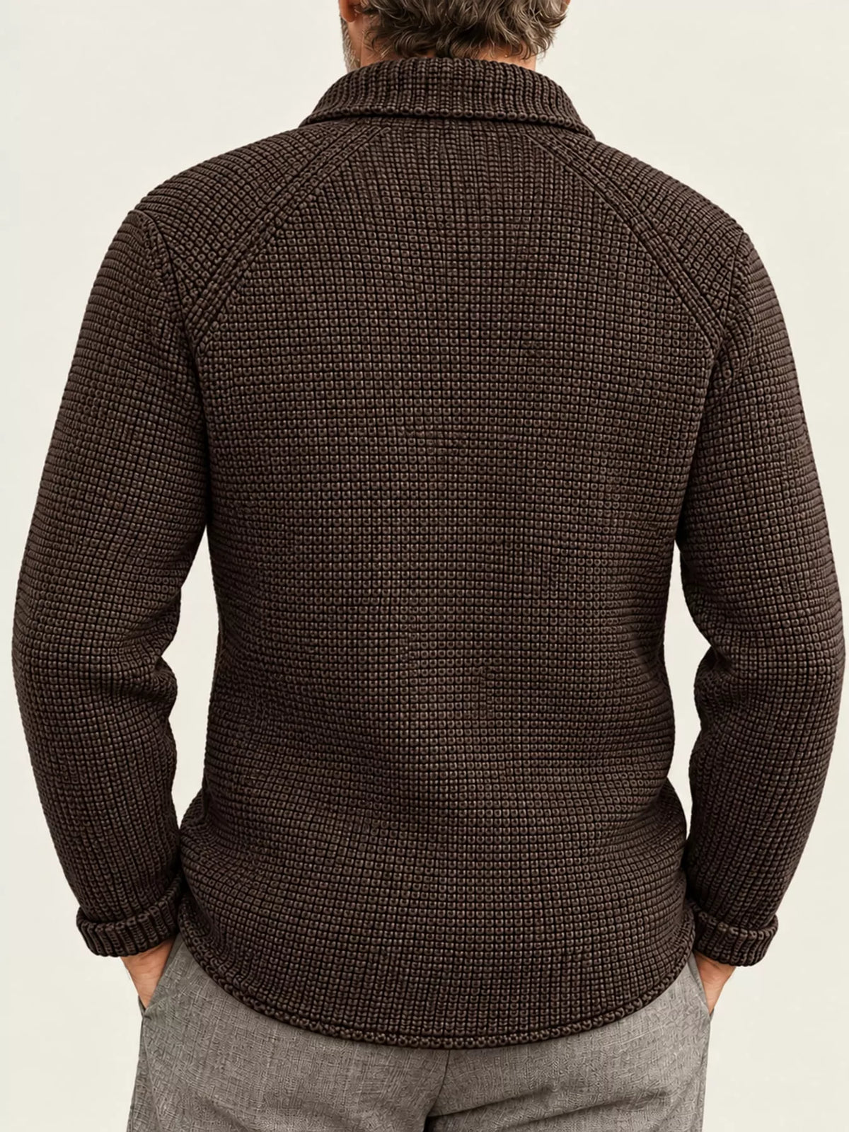 Men's Slim-Fit Knit Stand-Collar Cardigan with Pockets