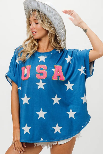 Fourth Of July Star Knit T-Shirt