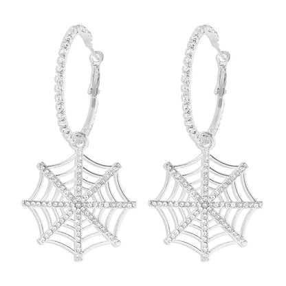 Halloween Spider Web Dangle Hoop Earrings