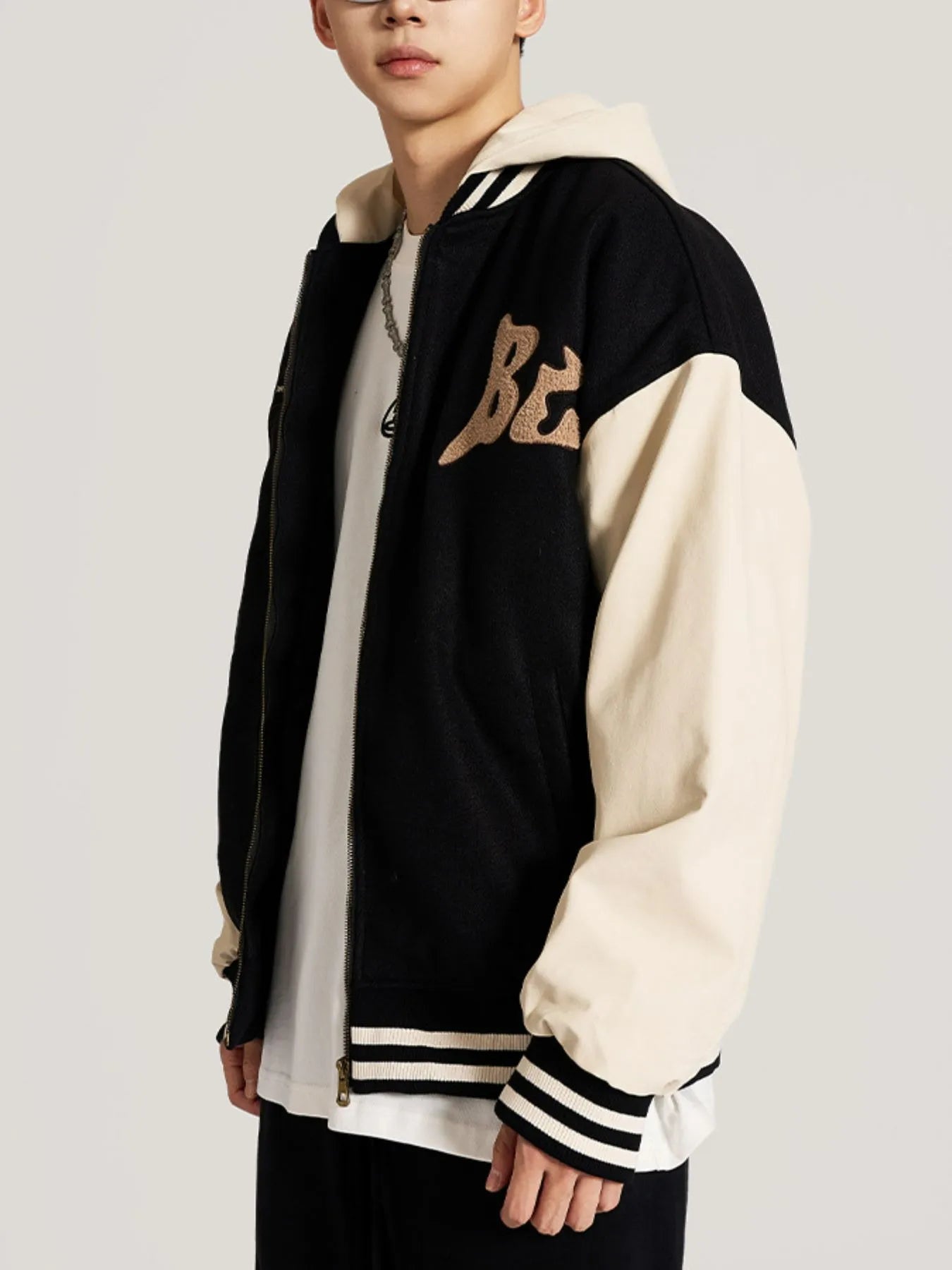 Men's Zip Up Hooded Baseball Jacket
