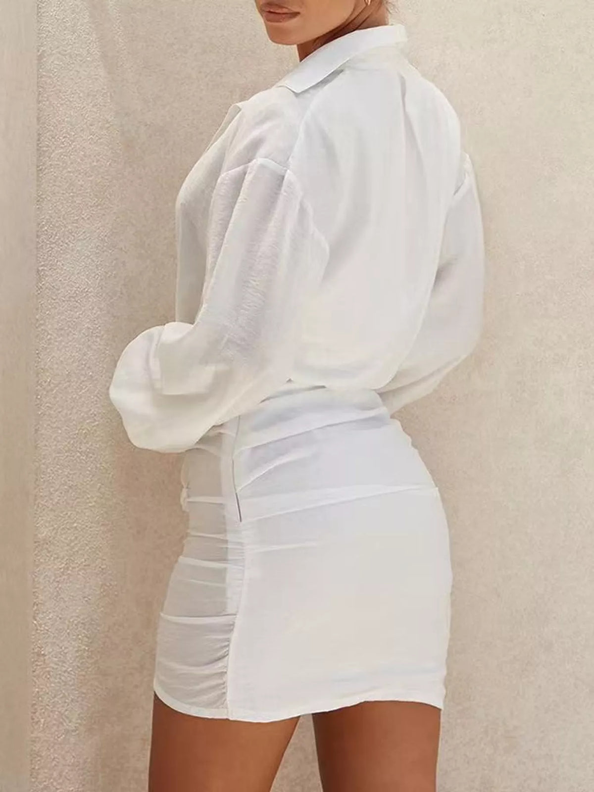 Ruched asymmetrical mini dress, view 6