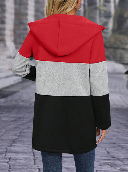 Color Block Hooded Outerwear