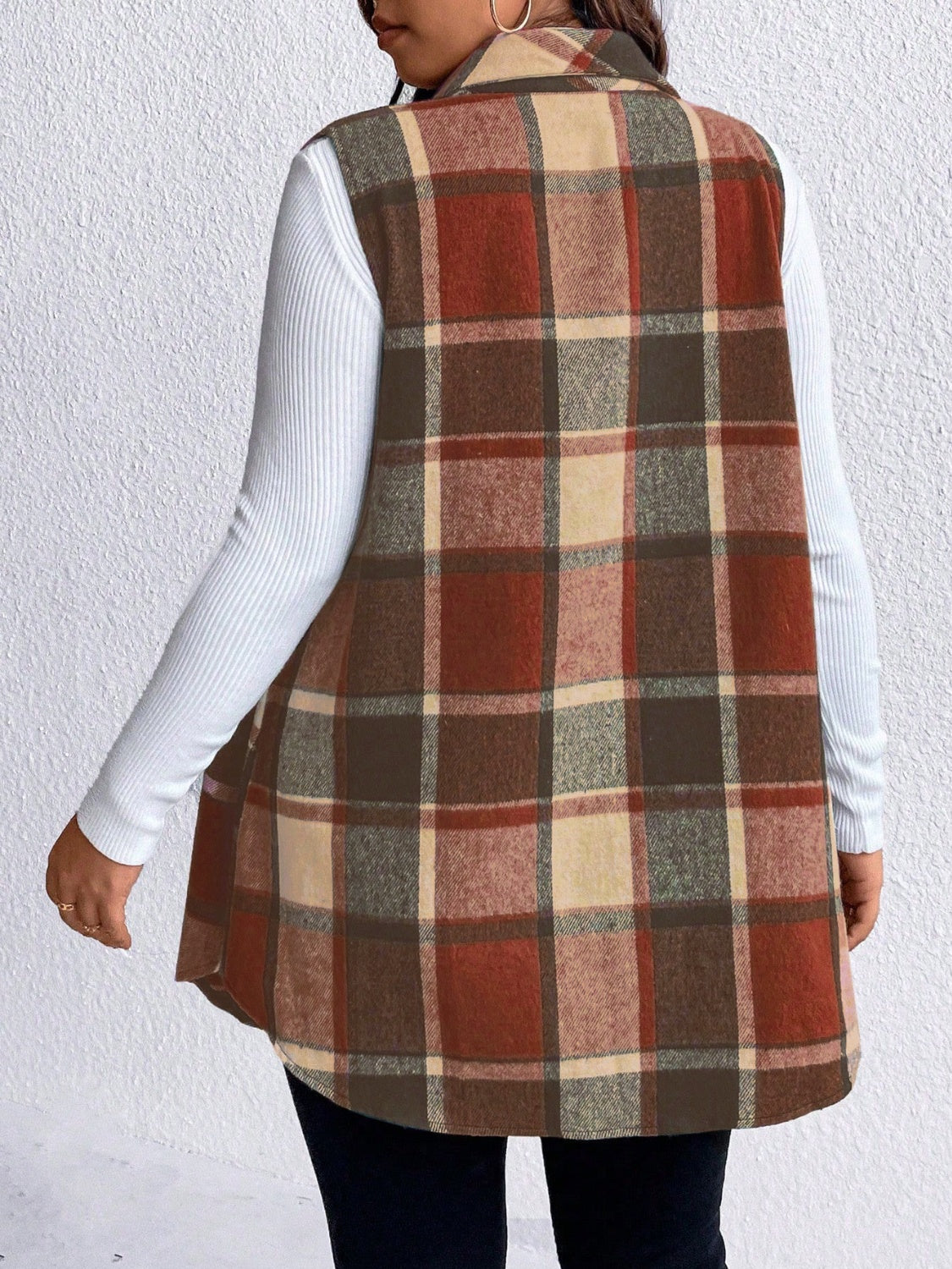 Plus Size Button Up Vest Coat