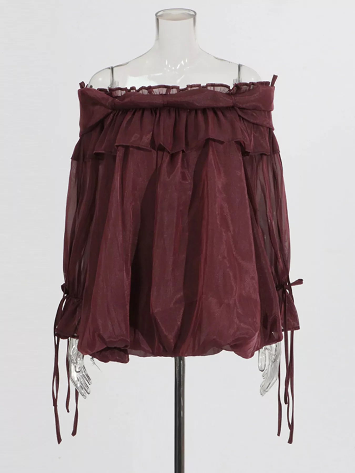 Ruffle Off-Shoulder Flounce Sleeve Blouse