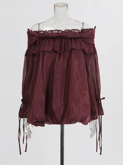Ruffle Off-Shoulder Flounce Sleeve Blouse