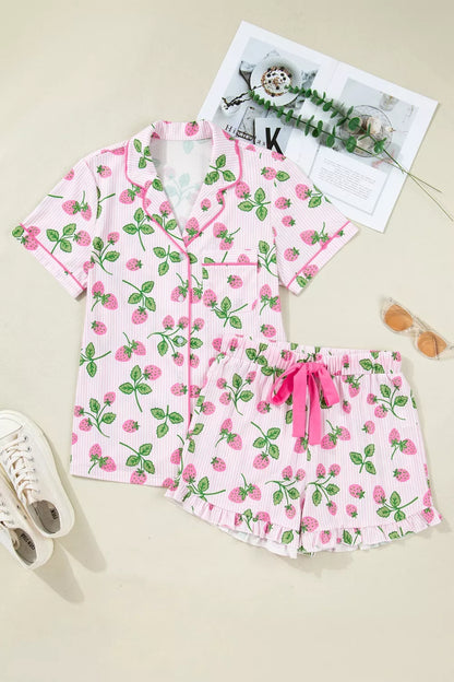 Striped Strawberry Pajama Set