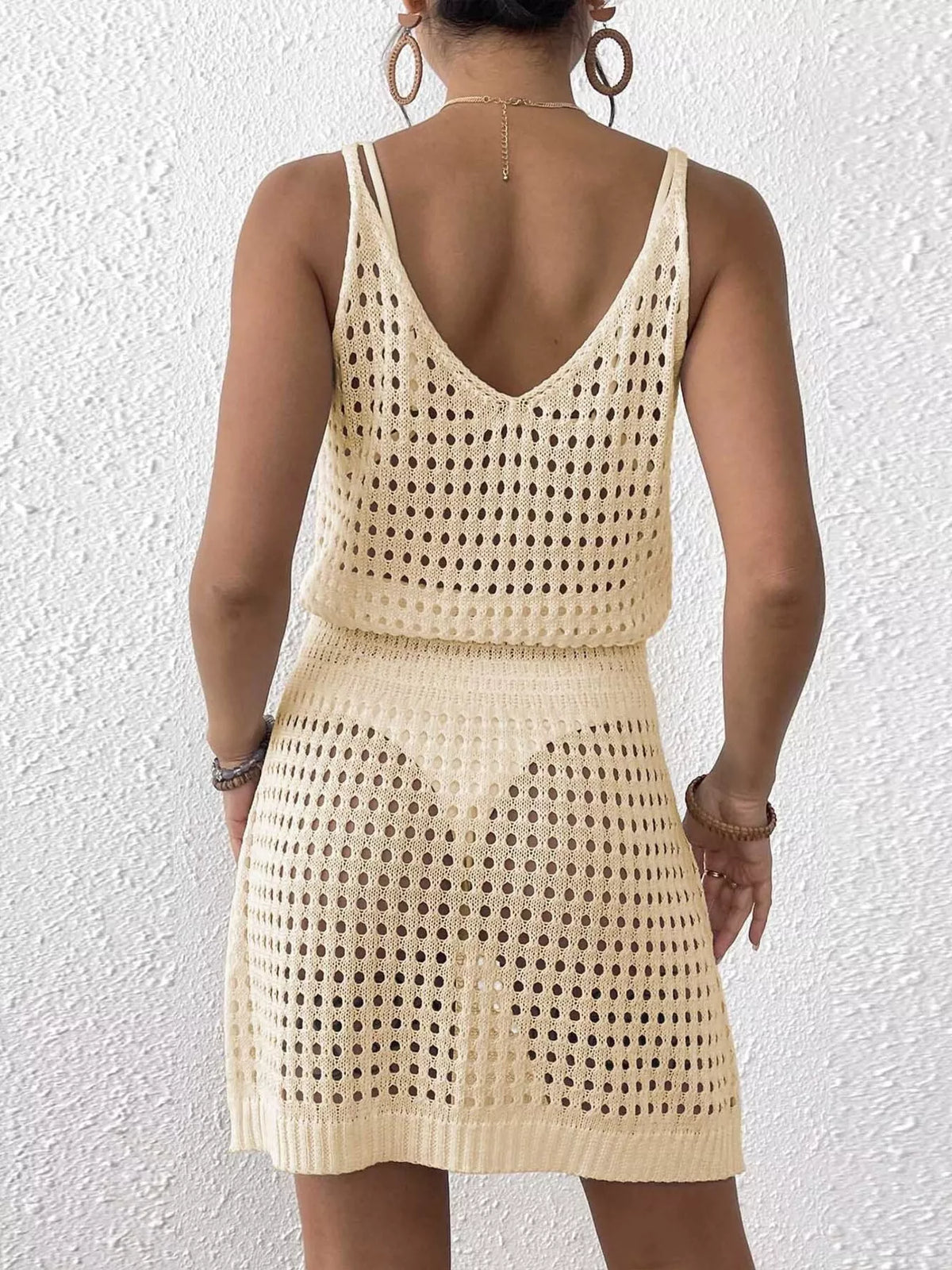 Crochet V-neck beach dress, view 8