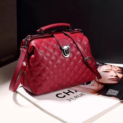 Quilted Handbag with Metal Clasp