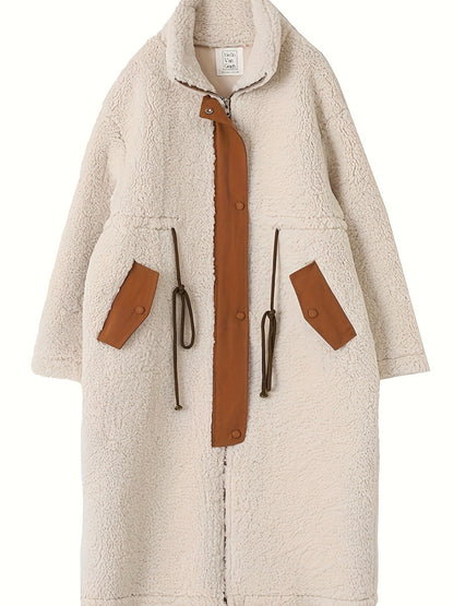 Plus Size Turtleneck Sherpa Coat