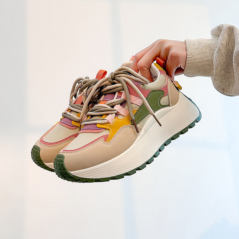 Lace Up Round Toe Platform Sneakers