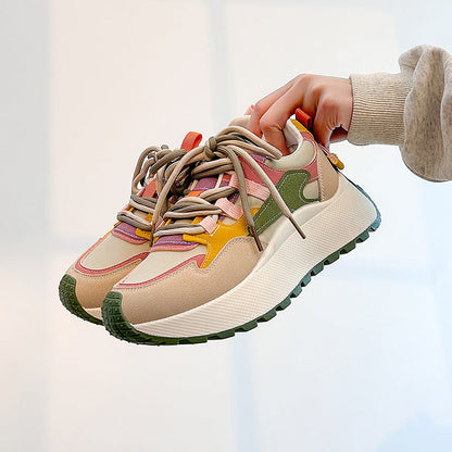 Lace Up Round Toe Platform Sneakers