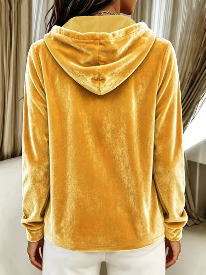 Full Size Drawstring Button Detail Hoodie Plus Size