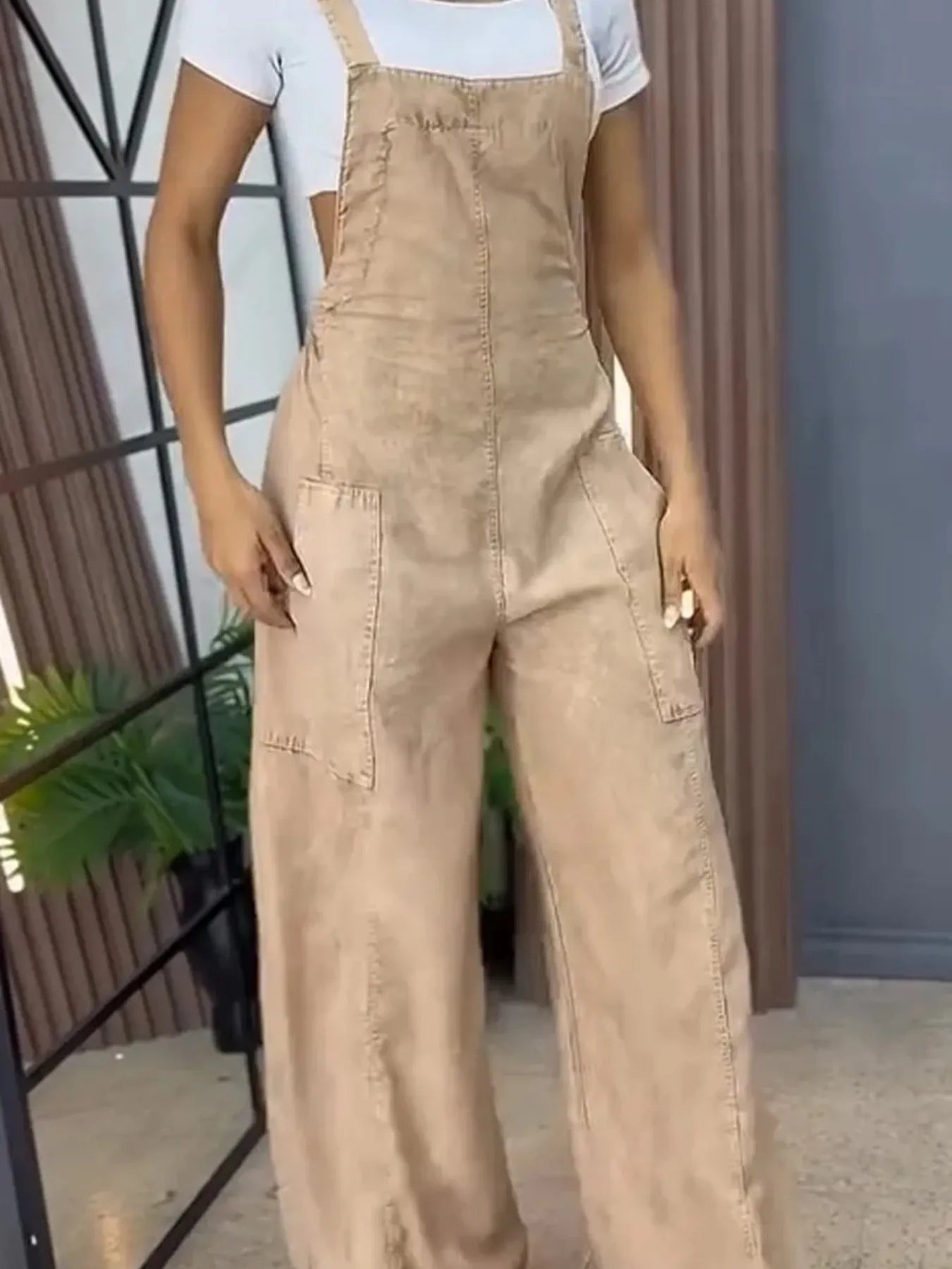 Full Size Wide Leg Denim Overalls