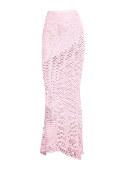 Tied Long Sleeve Top and Skirt Beach Cover-Up Set
