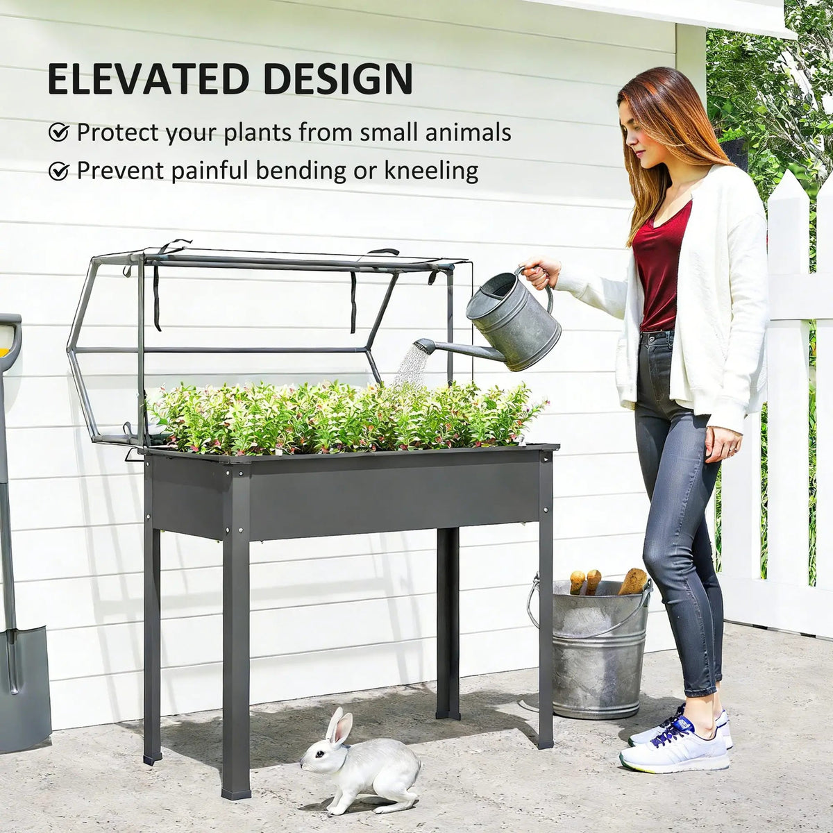 Elevated planter with greenhouse cover, view 7