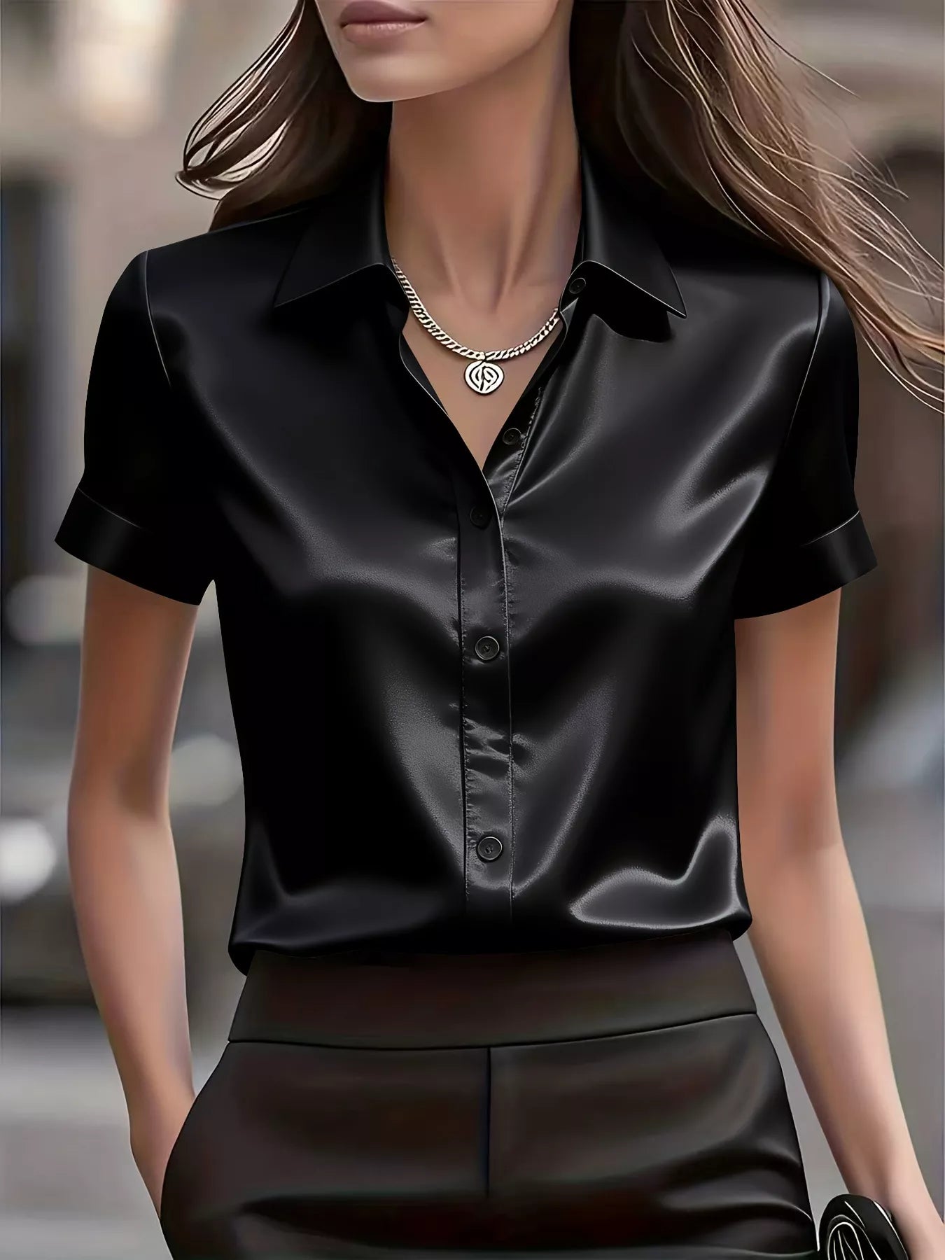 Satin Short-Sleeve Shirt