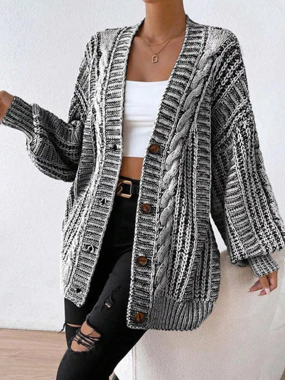 Chunky cable knit cardigan, view 4