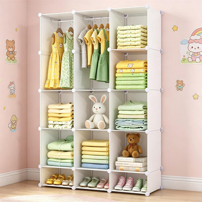3-Cube White Modular Kids Closet