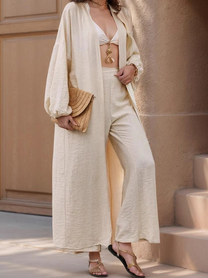 Balloon Sleeve Cardigan Pants Set