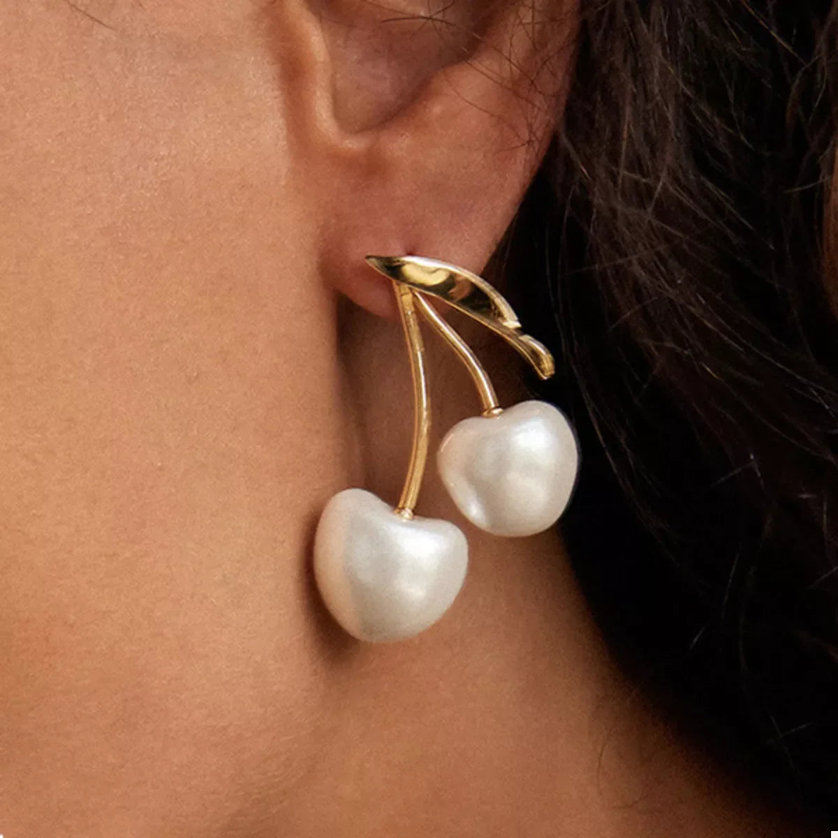 18K Gold-Plated Pearl Cherry Earrings