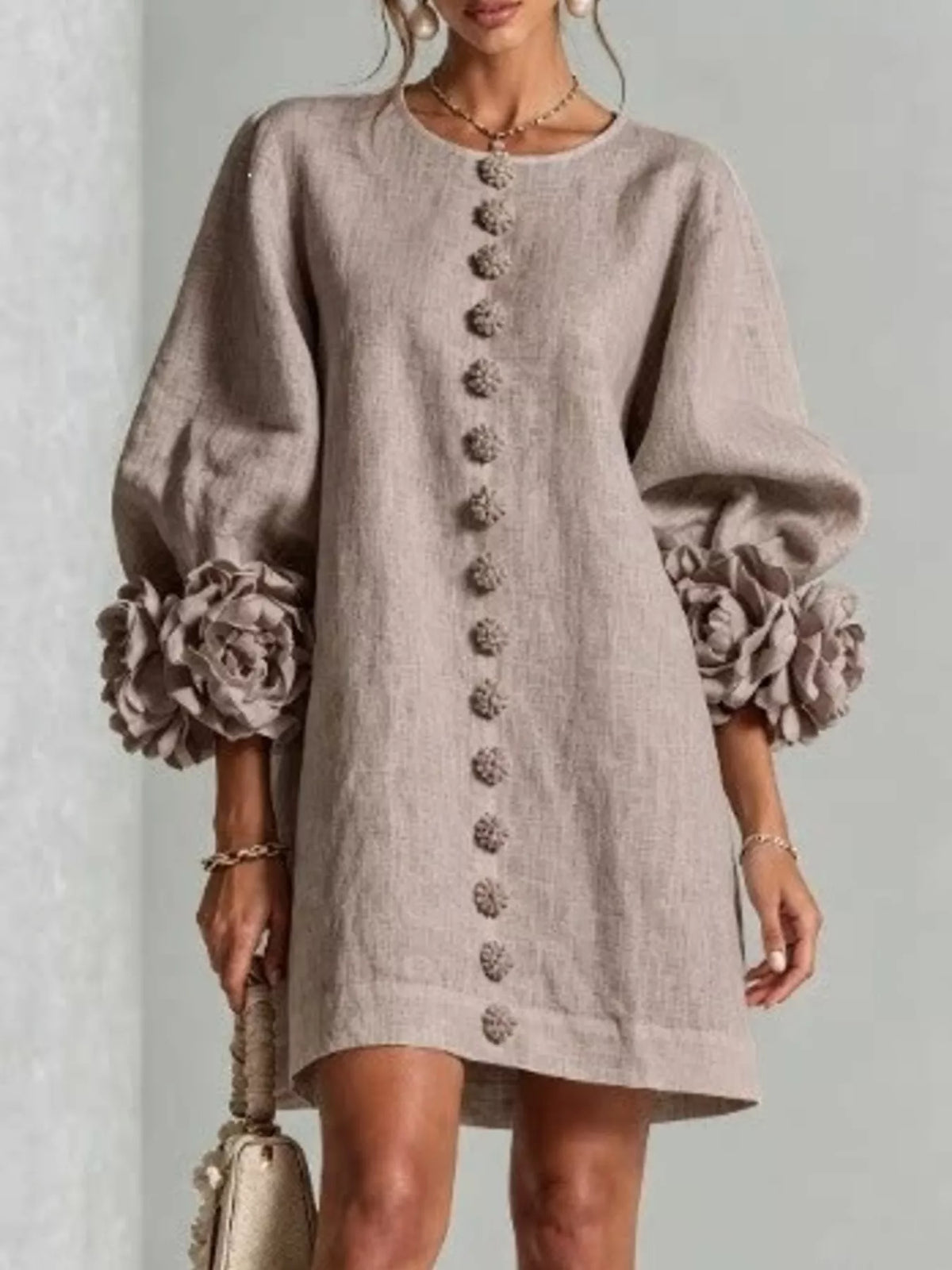3D floral sleeve dress, view 18