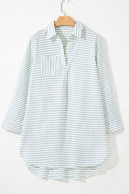 Striped Long Sleeve Mini Shirt Dress