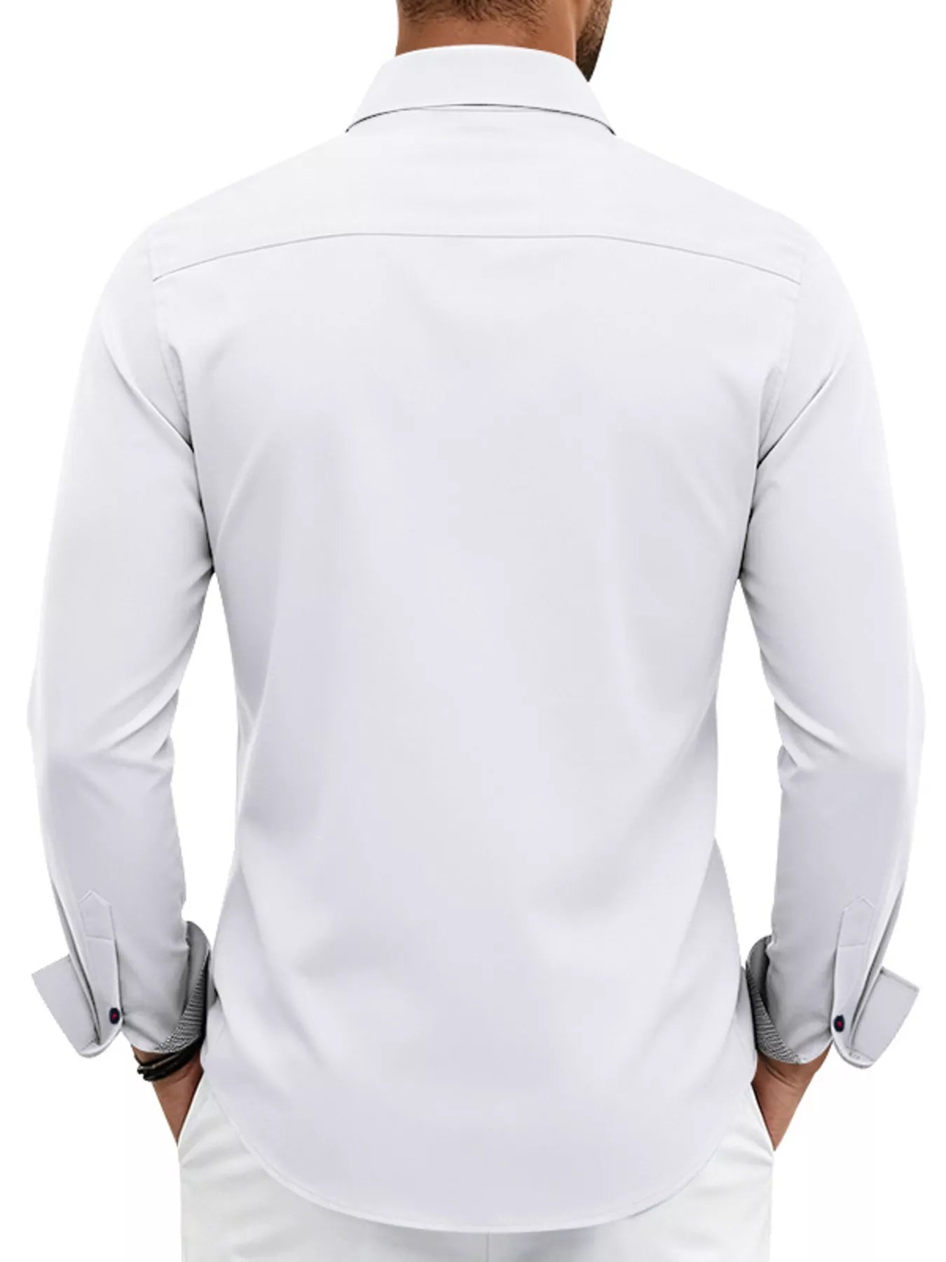 Men's Full Size Slim Fit Contrast Trim Shirt Plus Size