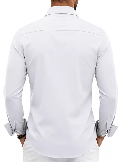 Men's Full Size Slim Fit Contrast Trim Shirt Plus Size