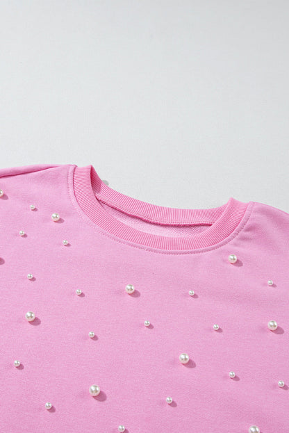 Pearl Detail Ribbed Sweatshirt