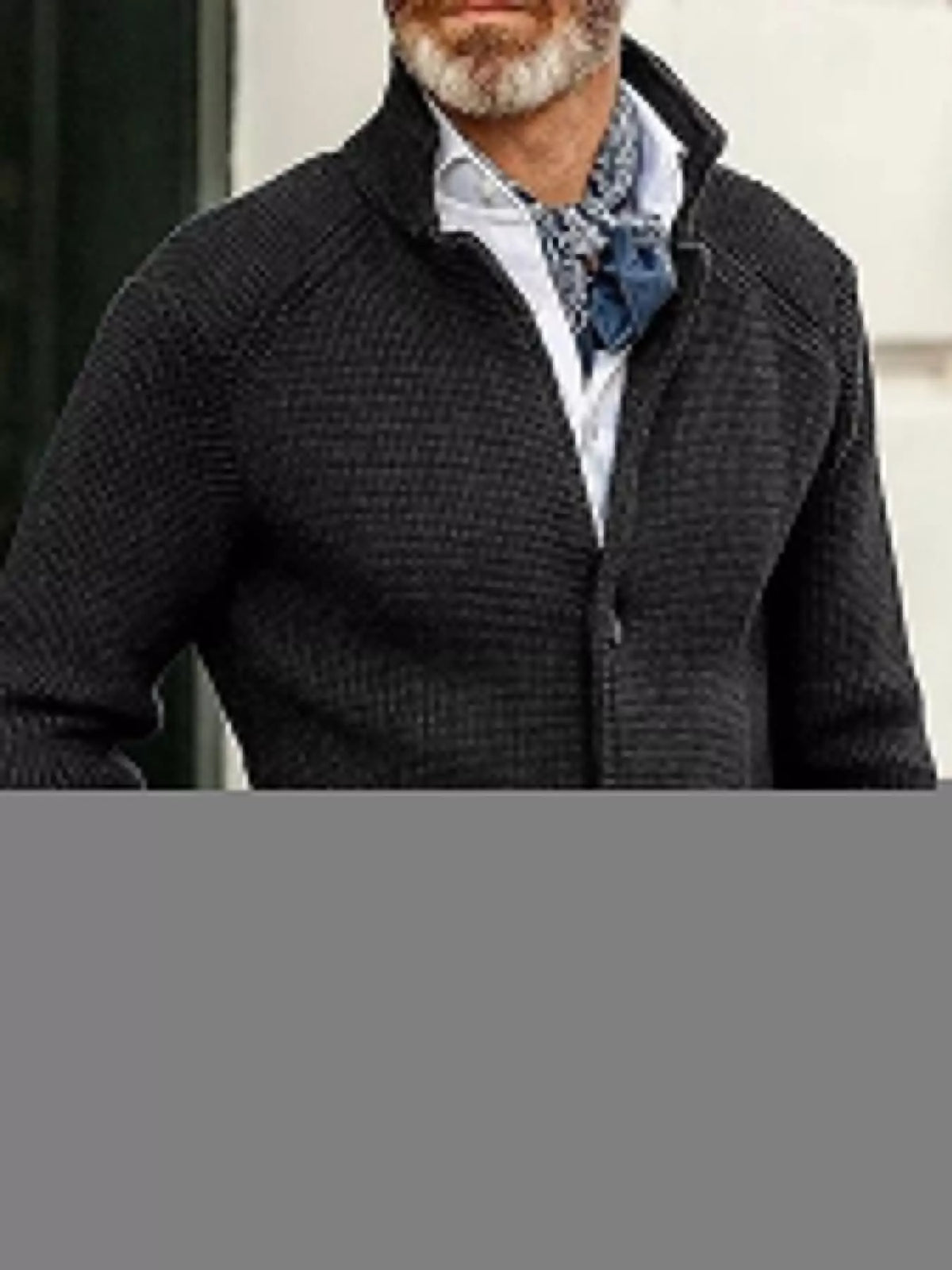 Men's Slim-Fit Knit Stand-Collar Cardigan with Pockets