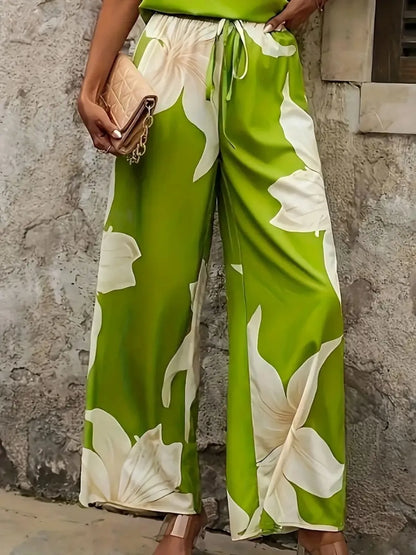 Printed Classy Wide Leg Pants Set