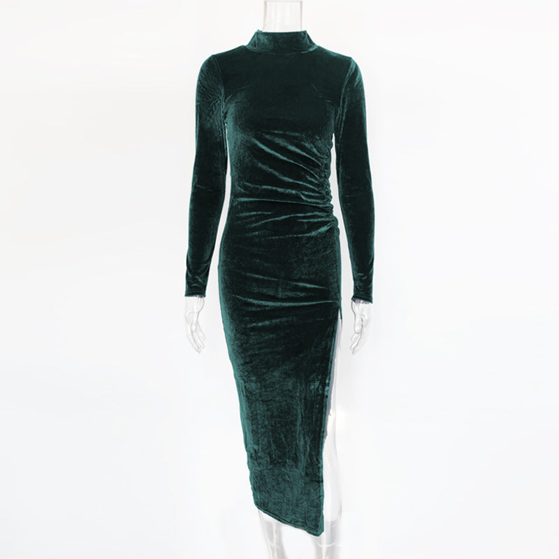 Elegant pleated slit dress