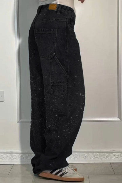 Full Size Rhinestone Wide leg Jeans