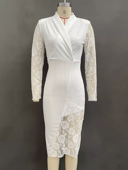 Lace-sleeve blazer dress, view 6