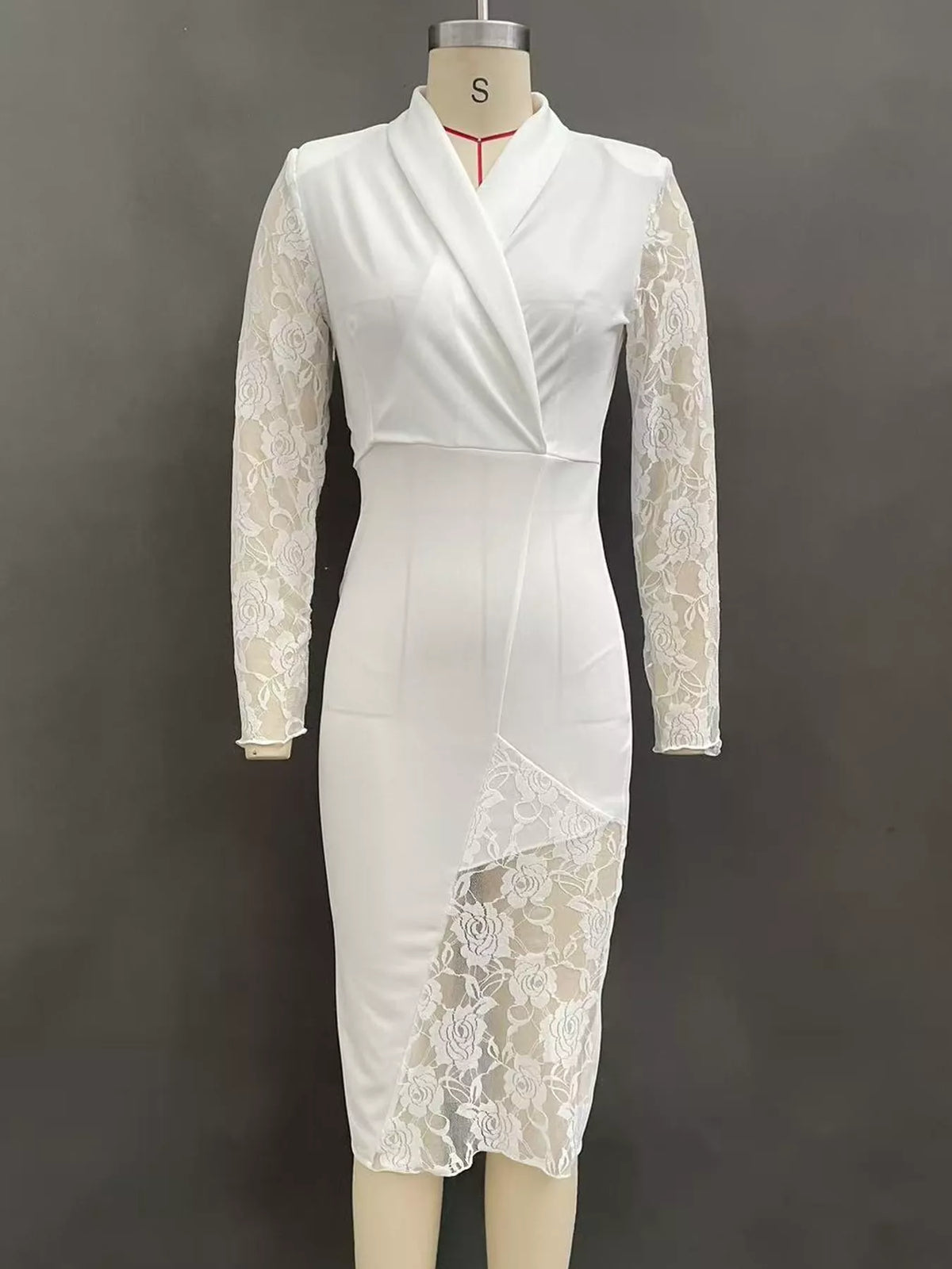 Plus size lace-sleeve blazer dress, view 6