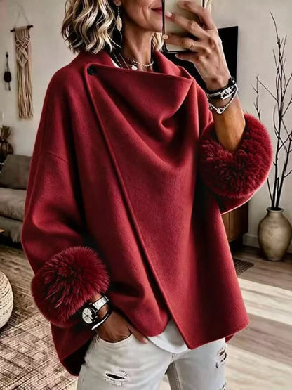 Asymmetric jacket with faux fur cuffs, view 16