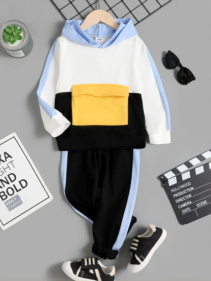 Children's Color Block Hoodie Set