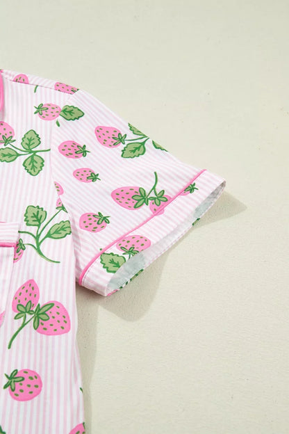 Striped Strawberry Pajama Set