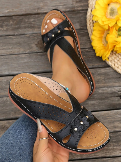 Flower Comfort Wedge Sandals