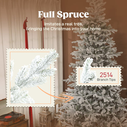 9 ft flocked spruce tree, view 3