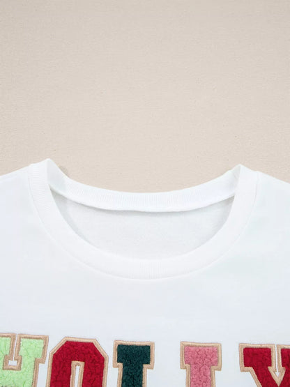 Embroidered Round Neck Sweatshirt