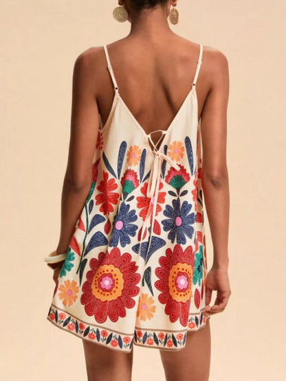 Floral Print Spaghetti Strap Romper