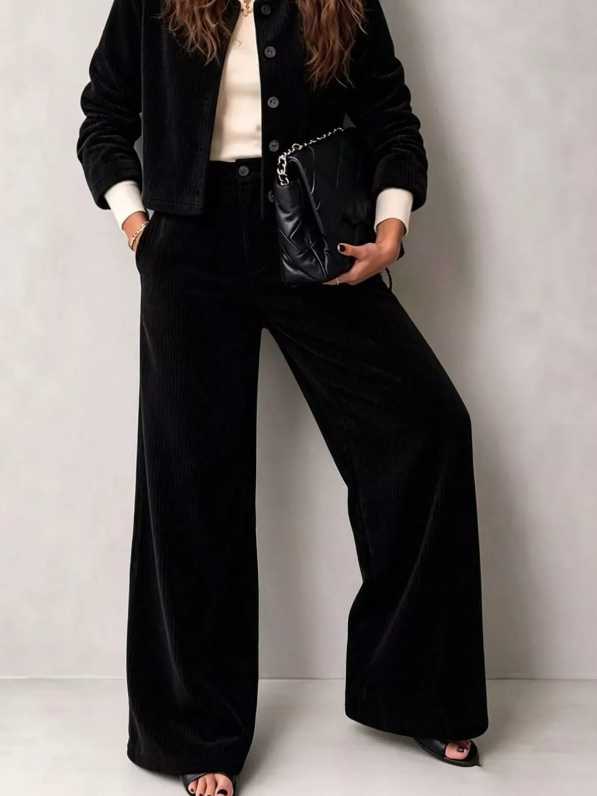 Corduroy jacket and wide-leg pants set, view 15