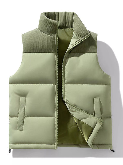 Men's corduroy patchwork puffer vest, view 16