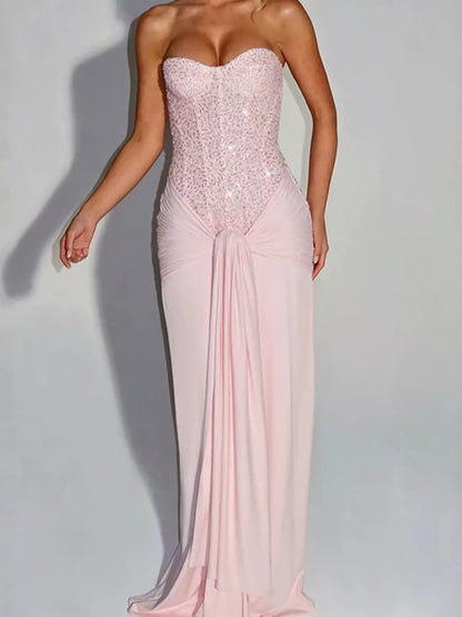 Plus Size Strapless Sequin Corset Dress for Parties