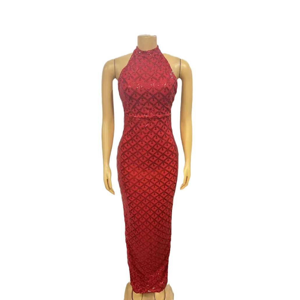 Diamond Studded Slim Fit Evening Gown