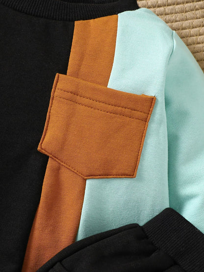 Kids' color block hoodie and jogger set, view 5