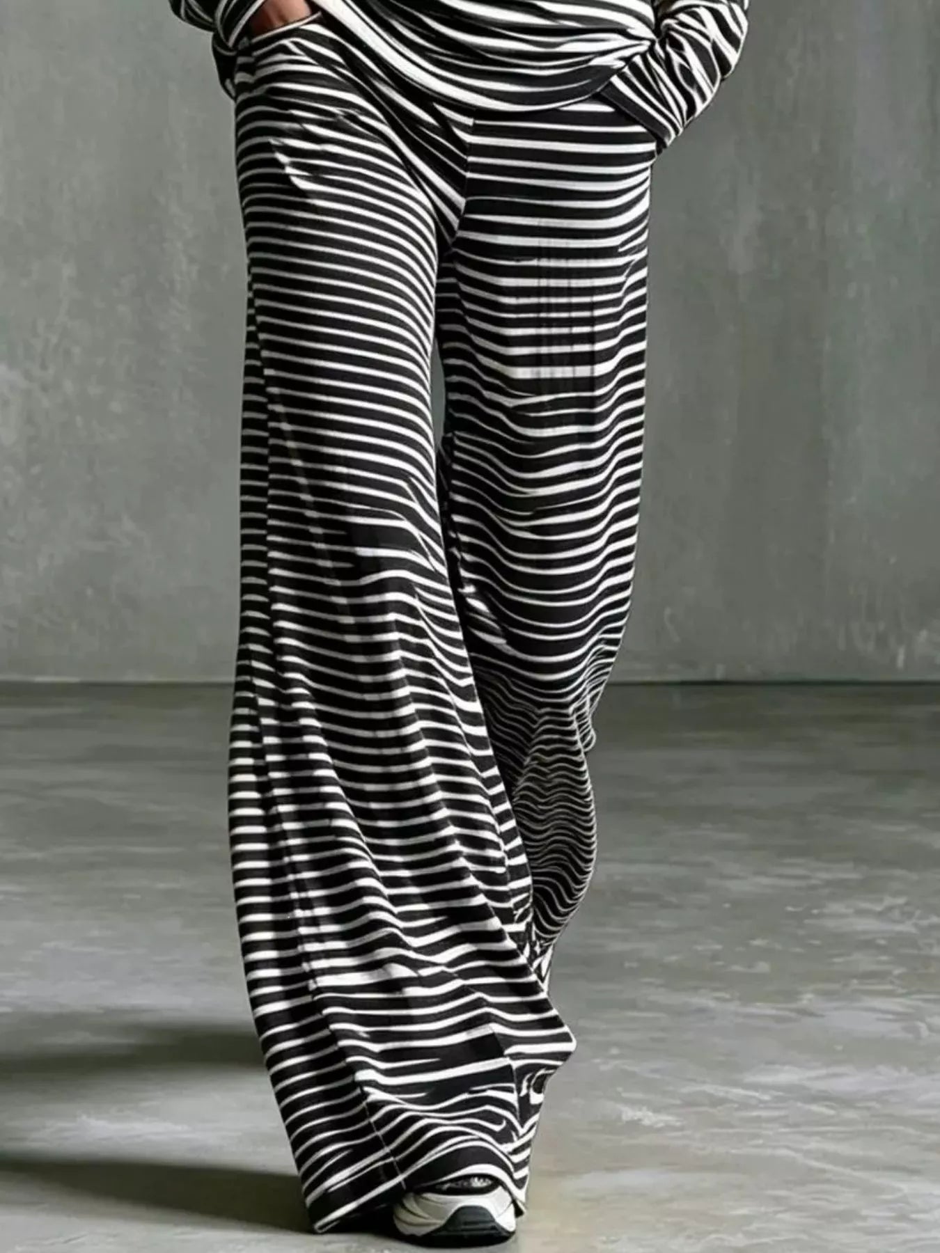 Striped Boat Neck Top and Pants Set