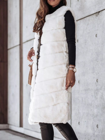 Faux Fur Longline Vest Coat