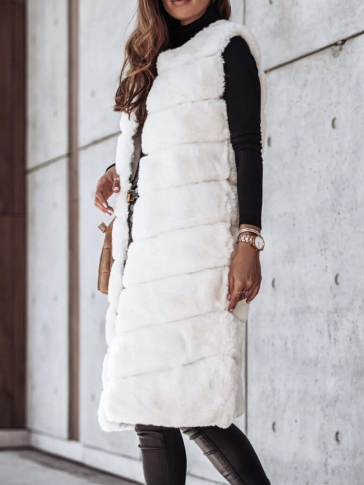 Faux Fur Longline Vest Coat